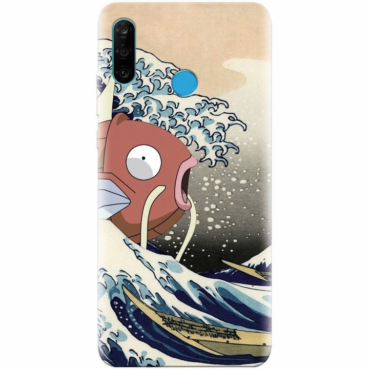 Szilikon tok Huawei P30 Lite, Great Wave Fish telefonhoz