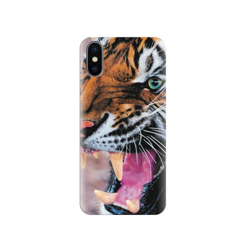Husa silicon IPHONE X Angry Tiger Teeth Fresh Background