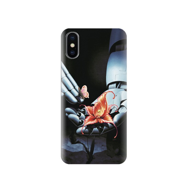 Husa silicon IPHONE X Art Robot Hand With Flower