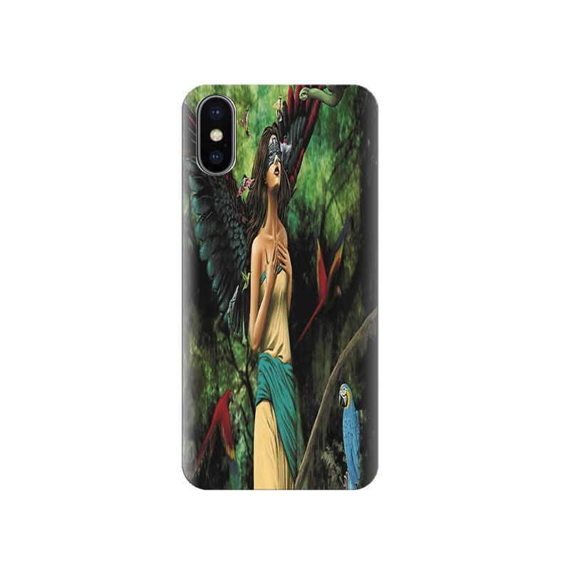 Husa silicon IPHONE X Beautiful Angel Playing With Snake And Parrots