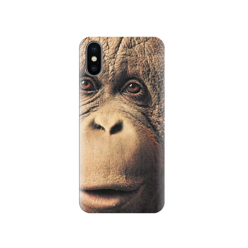 Husa silicon IPHONE X Chimpanzee Real Face Background
