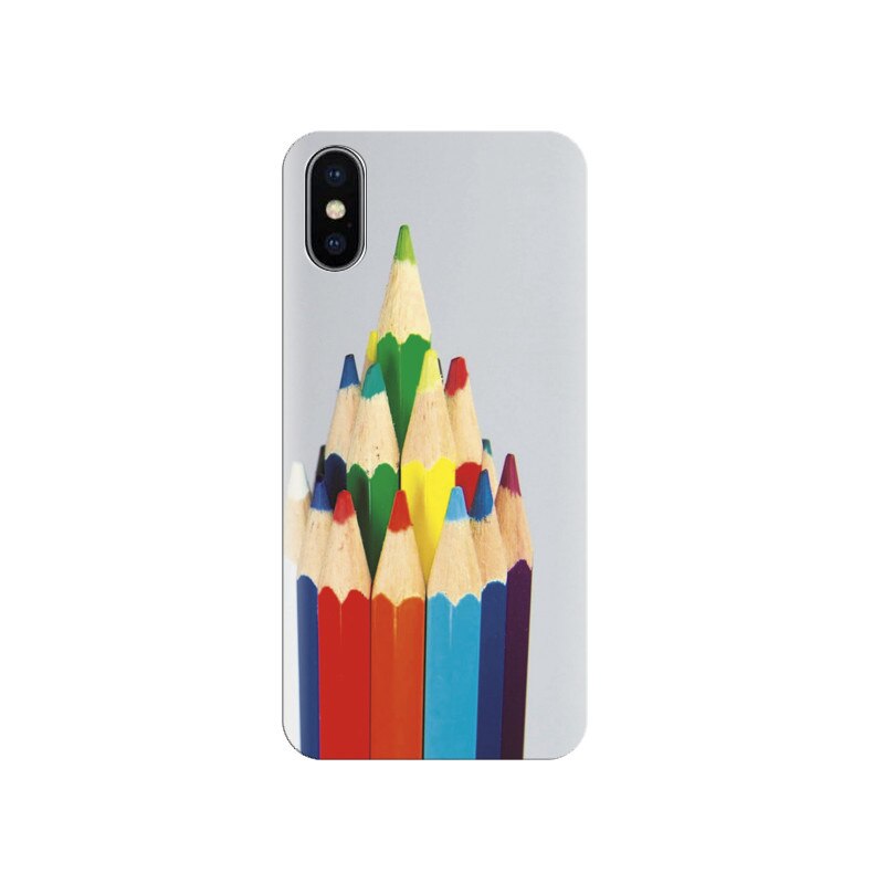 Husa silicon IPHONE X Colorful Pencil Background