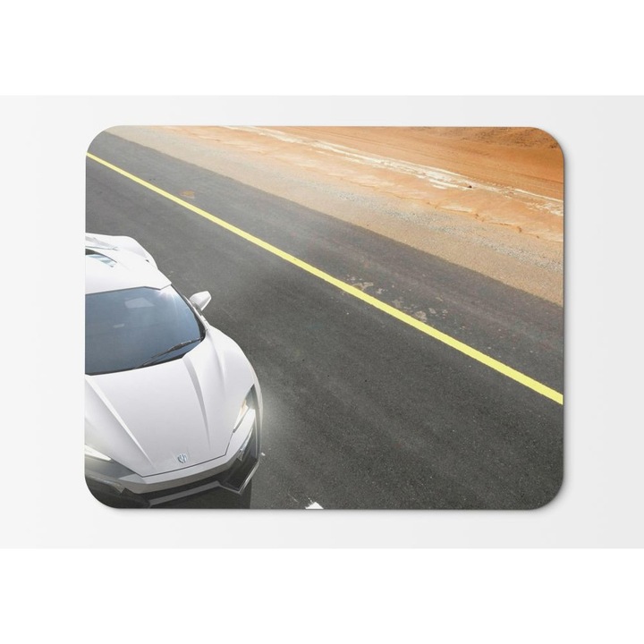 Mouse Pad Top View Of A White Lykan Hypersport On The Road - 21.5 X 27 X 0.3cm