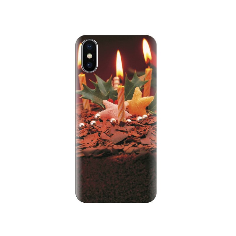 Husa silicon IPHONE X Chocolate Cake With Stars And Lighting Candles Hd Photos