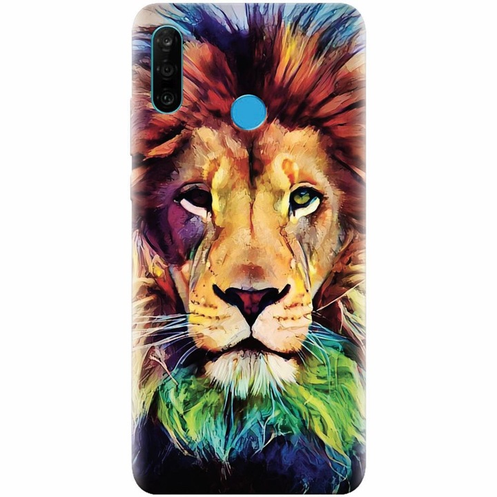 Szilikon tok Huawei P30 Lite, Colorfull Lion készülékhez