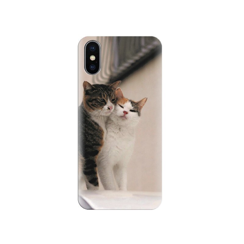 Husa silicon IPHONE X Cute Couple Cats Animal