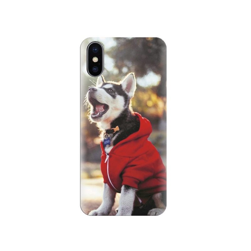 Husa silicon IPHONE X Dog With Red Jacket Hqs Background