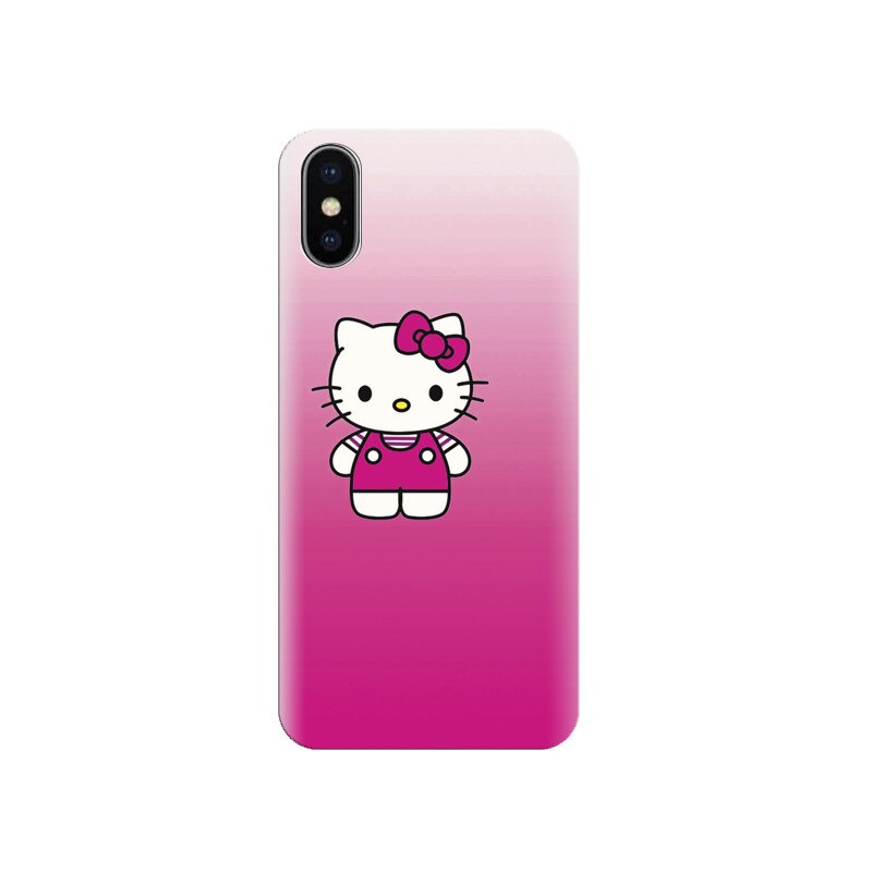 Husa silicon IPHONE X Cute Pink Catty Background