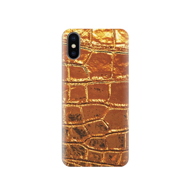 Husa silicon IPHONE X Golden Crocodile Leather