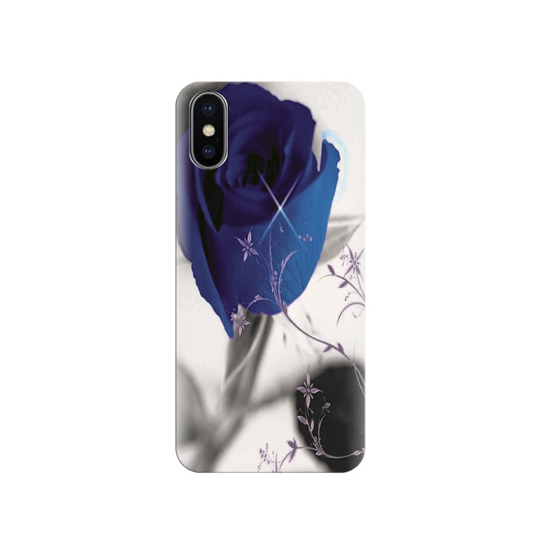 Husa silicon IPHONE X Happy Rose Day Images With Blue Rose