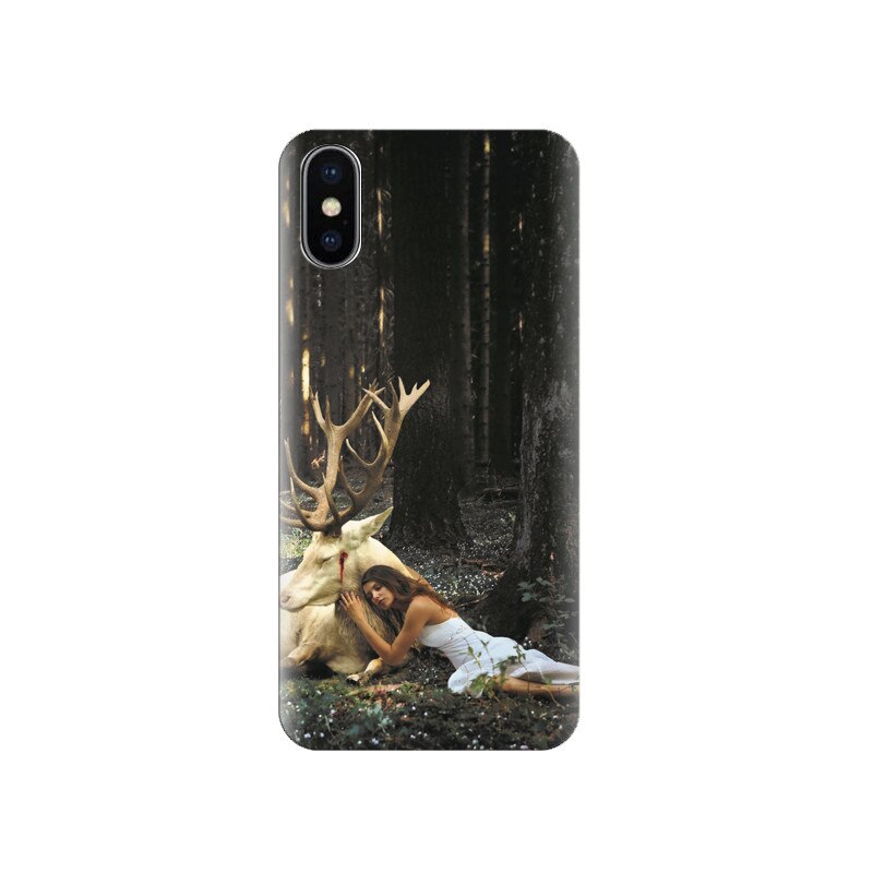 Husa silicon IPHONE X Girl Alone With Deer Sad