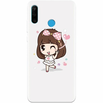 Husa silicon pentru Huawei P30 Lite, Happy Girl Husa silicon pentru Huawei P30 Lite, Happy Girl