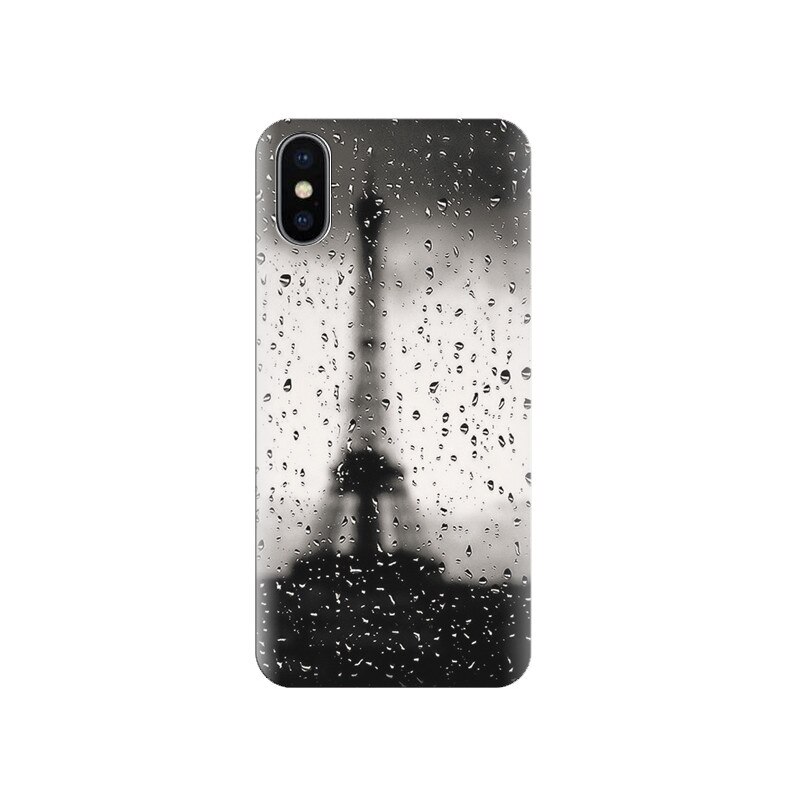 Husa silicon IPHONE X Iphones Of Black And White Eiffel Tower With Water Drops