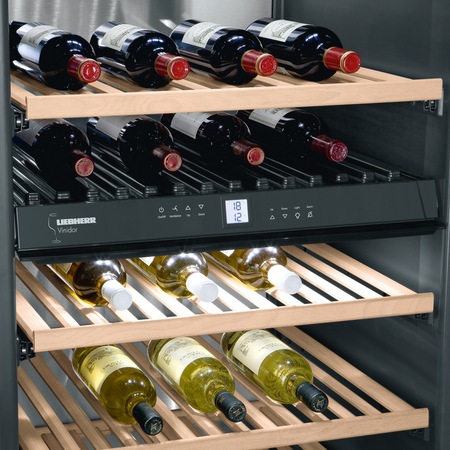 Vitrina de vinuri Liebherr WTes 5972 516 l Capacitate 211 Sticle H 192 cm 2 zone de temperatura Clasa G H 192 cm Argintiu