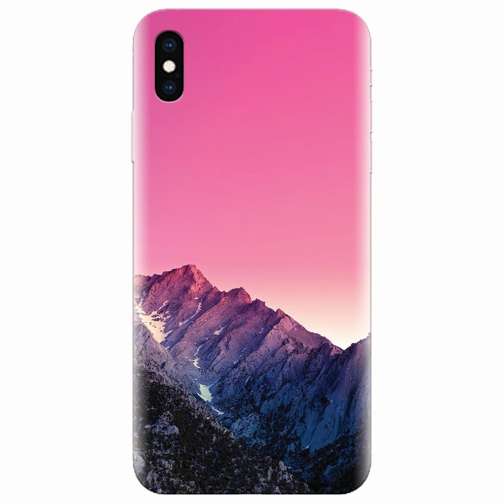 Husa silicon pentru Apple Iphone XS Max, Mountain Peak Pink Gradient Effect