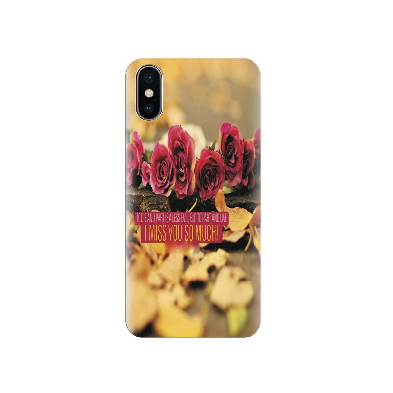 Husa silicon IPHONE X I Miss You So Much With Red Flowers