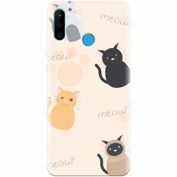 Husa silicon pentru Huawei P30 Lite, Meow Husa silicon pentru Huawei P30 Lite, Meow