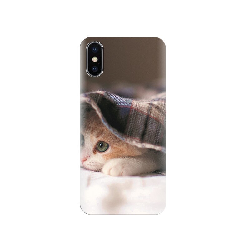 Husa silicon IPHONE X Lovely Cute Cat Sleeping Wide Background