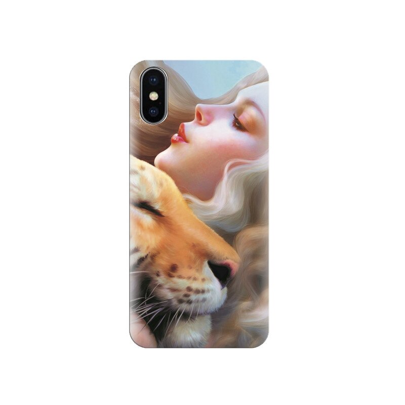 Husa silicon IPHONE X Lovely Art Of Girl And Tiger