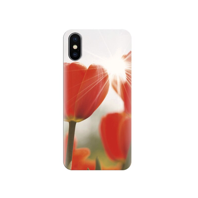 Husa silicon IPHONE X Orange Tulips Flower Backgrounds