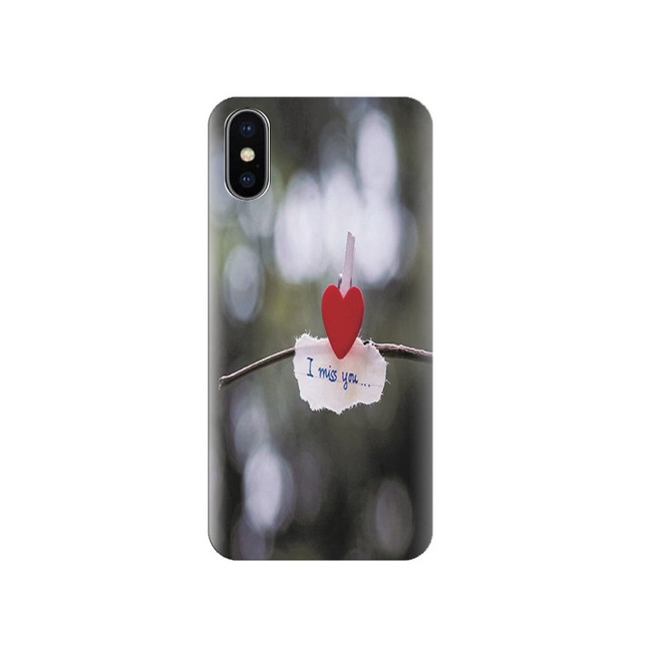 Силиконов кейс IPHONE X Lovely Heart With I Miss You Chips