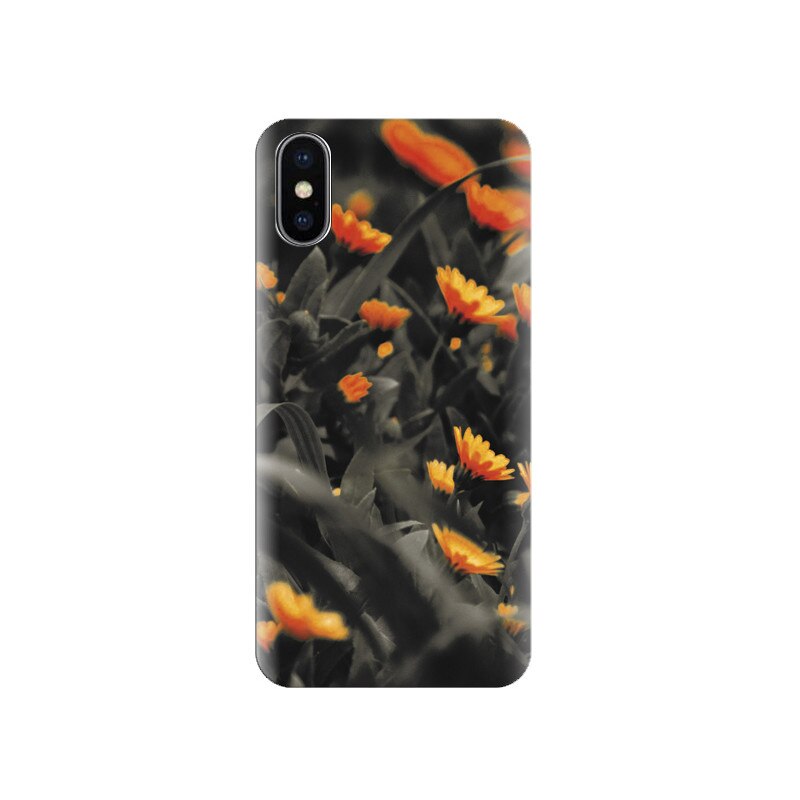 Husa silicon IPHONE X Orange Small Flower Black And White Images