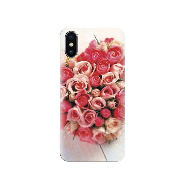 Husa silicon IPHONE X Pink Rose Bouquets Background