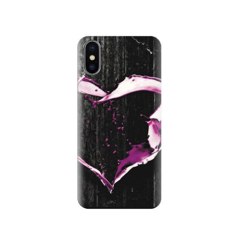 Husa silicon IPHONE X Pink Color Love Heart Backgrounds