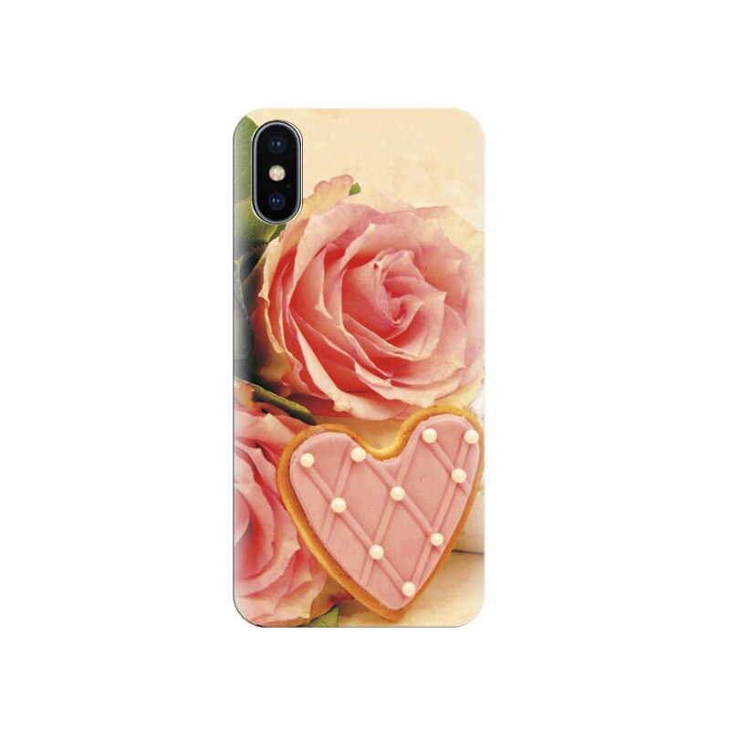 Husa silicon IPHONE X Pink Roses And Delicious Heart