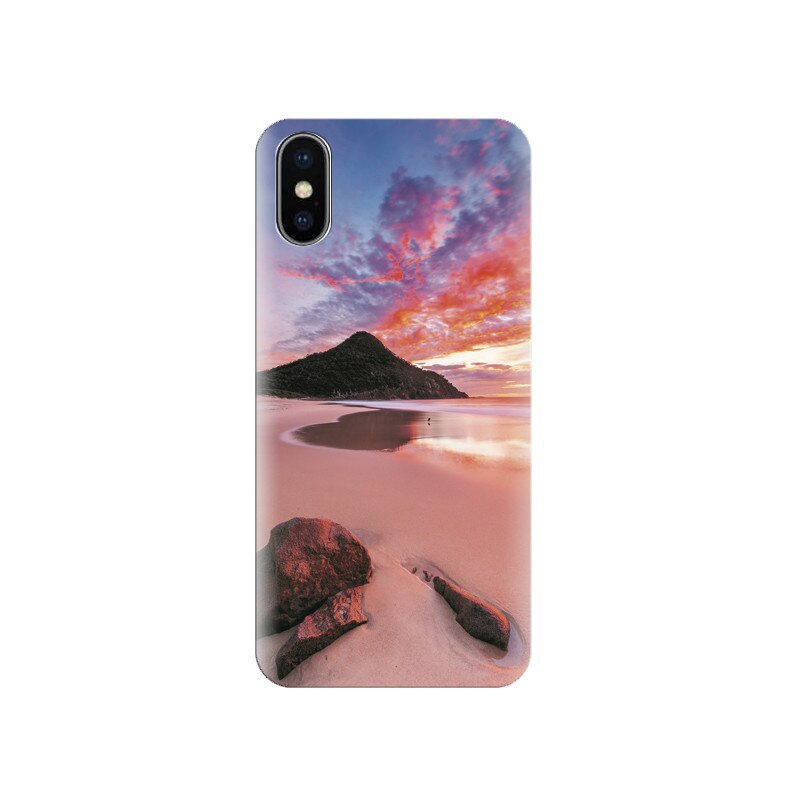 Husa silicon IPHONE X Nature Water Beach Rock Beautiful Sky 3c