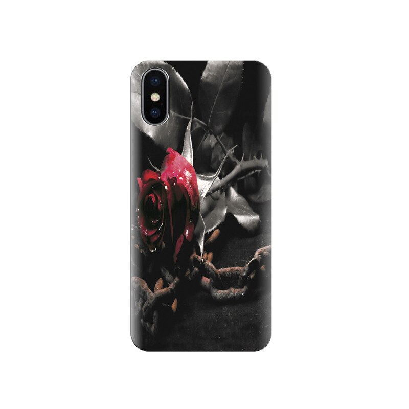Husa silicon IPHONE X Red Rose In Black And White