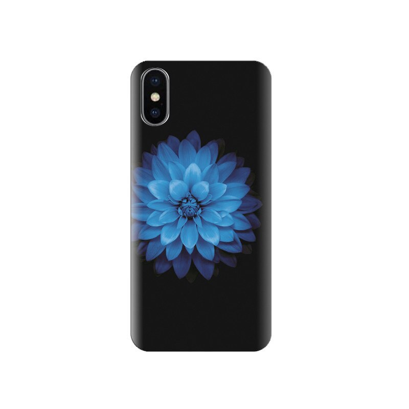 Husa silicon IPHONE X Blue Lotus Flower Black Backgrounds