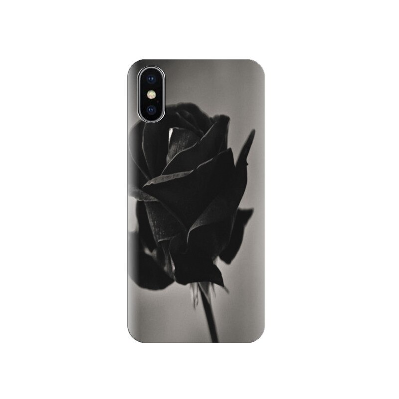 Husa silicon IPHONE X Black Rose Flower Images