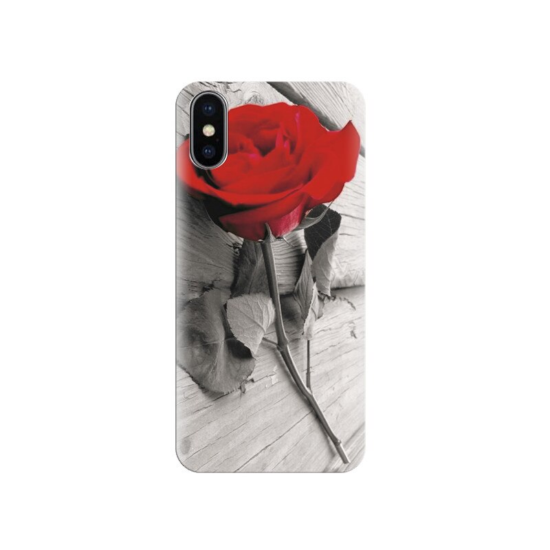 Husa silicon IPHONE X Black And White Rose