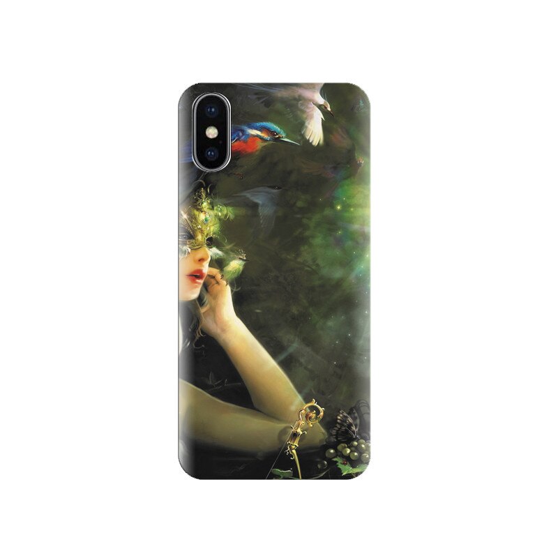 Husa silicon IPHONE X Birds With Beautiful Girl Fantasy Art