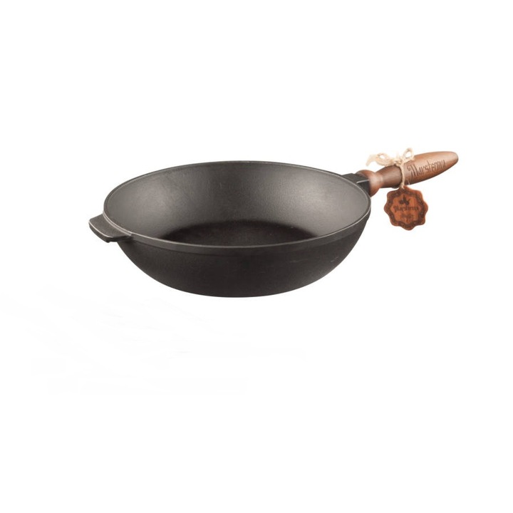 Tigaie fonta adanca, cu maner lemn 28cm T306