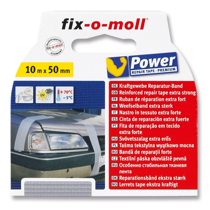 ABRABORO® FIX-O-MOLL szöveterősített ragasztószalag, ezüst, 10 m