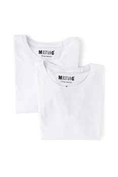 Mustang, Set de tricouri cu aplicatie discreta - 2 piese, Alb Mustang, Set de tricouri cu aplicatie discreta - 2 piese, Alb