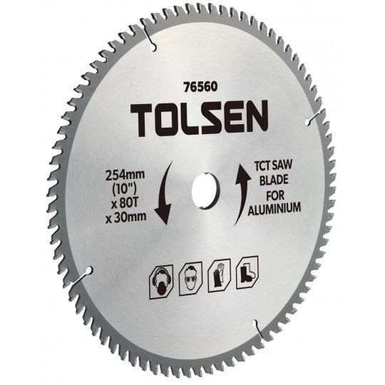 Lama fierastrau pentru aluminiu TCT Tolsen 254mm x 30mm x 80dinti