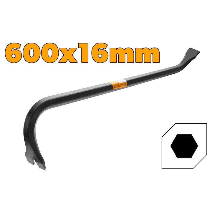 Ranga TOLSEN 600x16 mm, otel carbon forjat tratat termic (HRC 52-56), acoperire cu pulbere, rezistenta si durabilitate pentru lucrari industriale