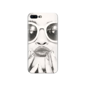 Husa Iphone 8 plus Black And White Portrait Blonde Model In Fashion Sunglasses Husa Iphone 8 plus Black And White Portrait Blonde Model In Fashion Sunglasses