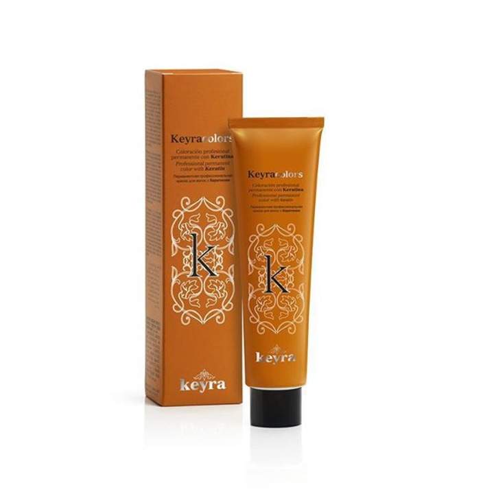 Vopsea de par permanenta profesionala KeyraColors cu Keratina 8.43 Golden Copper Light Blonde 100ml