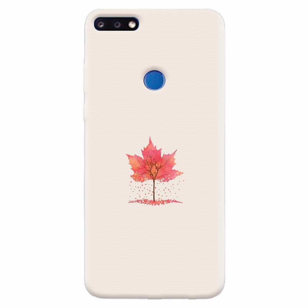 Husa silicon pentru Huawei Y7 Prime 2018, Autumn Tree Leaf Shape Illustration