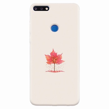 Husa silicon pentru Huawei Y7 Prime 2018, Autumn Tree Leaf Shape Illustration Husa silicon pentru Huawei Y7 Prime 2018, Autumn Tree Leaf Shape Illustration