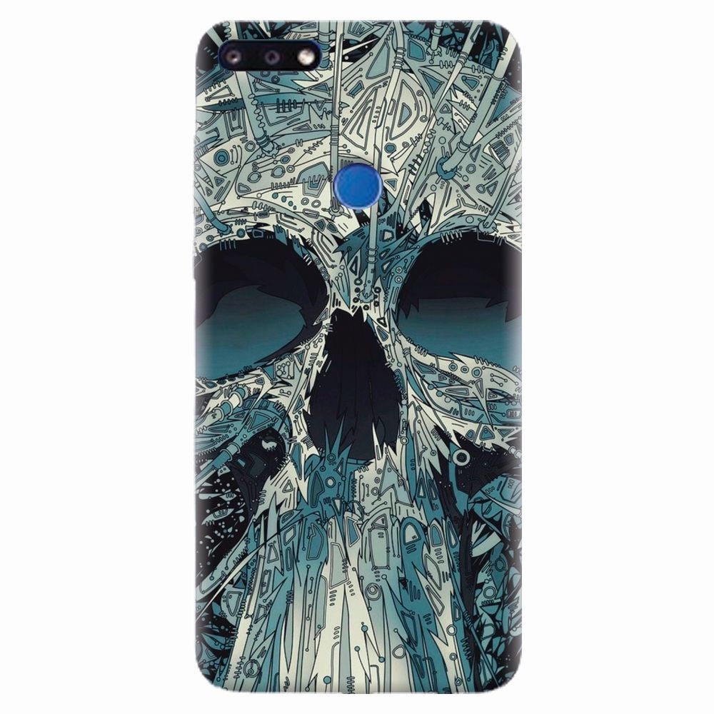 Husa silicon pentru Huawei Y7 Prime 2018, Abstract Skull Artwork Illustration