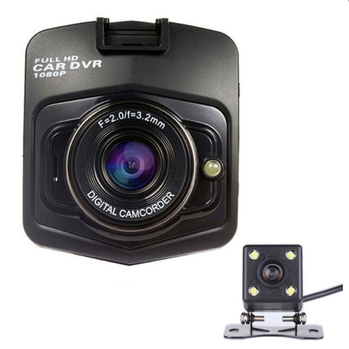 Mini camera auto patrata DVR, dubla, camera fata-spate, Full HD, HDMI, iZowe