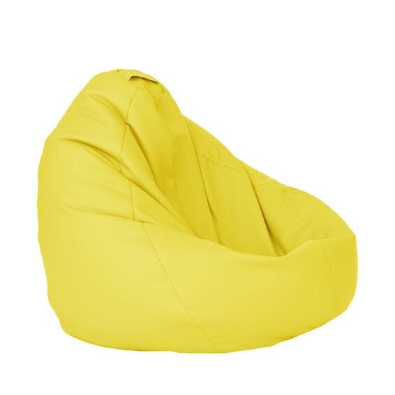 Fotoliu Pufrelax tip Sac Nirvana Grande piele ecologica, Galben, umplut cu perle polistiren