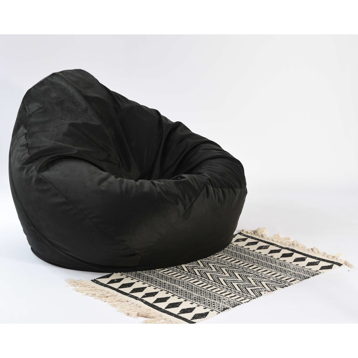 Fotoliu Mare, Nirvana Gigant - Panama Black , pretabil si la exterior, umplut cu perle polistiren, Fabricat in Romania