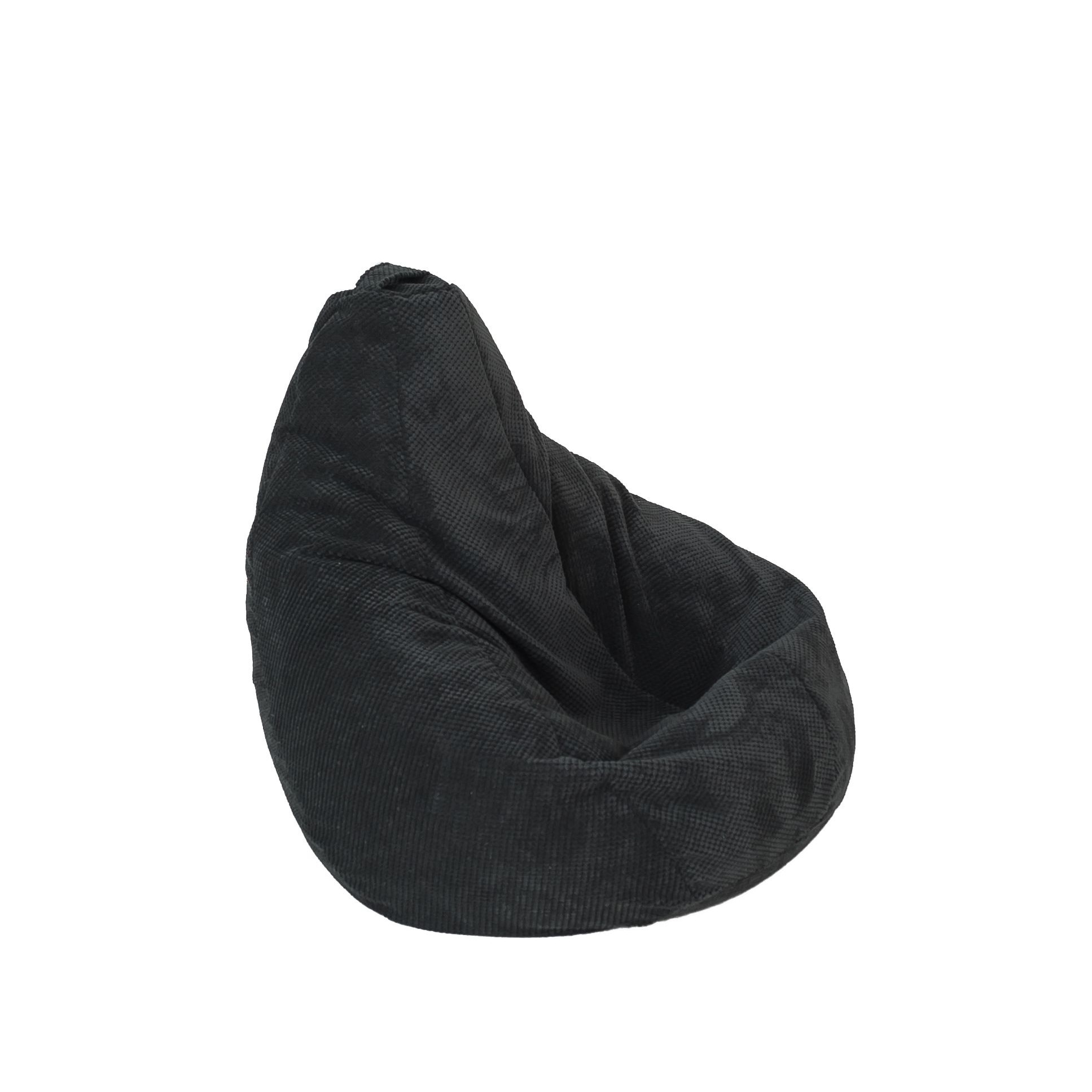 Fotoliu Pufrelax tip Sac Nirvana Hobbit Gama Premium Textil, Black Velvet , husa detasabila, umplut cu perle polistiren