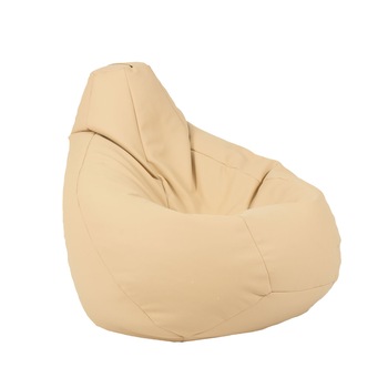 Fotoliu Pufrelax beanbag pentru Copii,4-14 ani, Nirvana Light piele ecologica, Bej, umplut cu perle polistiren Fotoliu Pufrelax beanbag pentru Copii,4-14 ani, Nirvana Light piele ecologica, Bej, umplut cu perle polistiren